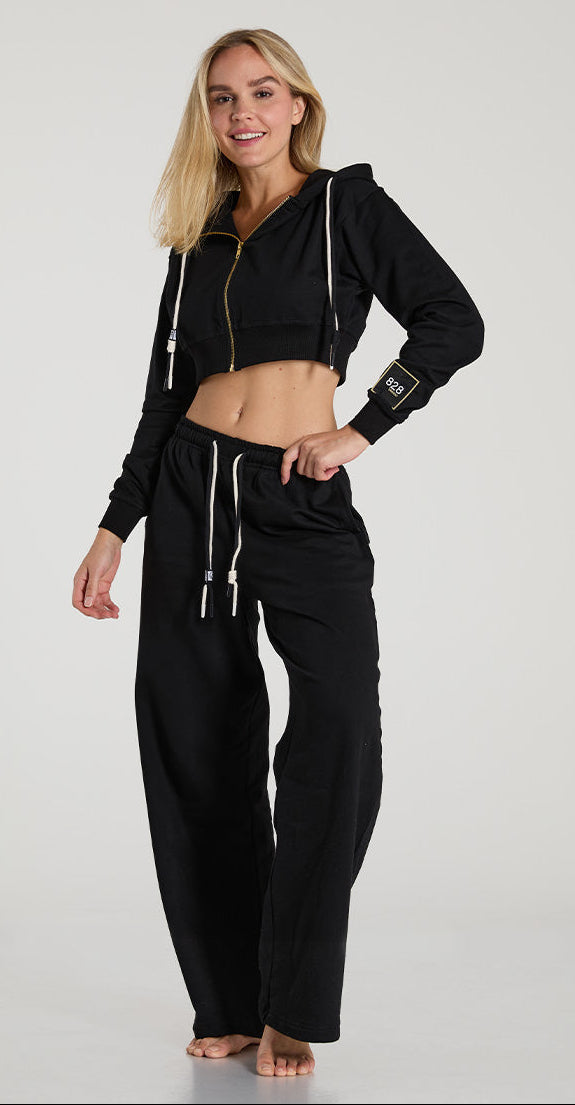 BARELINE- Black Cropped Hoodie