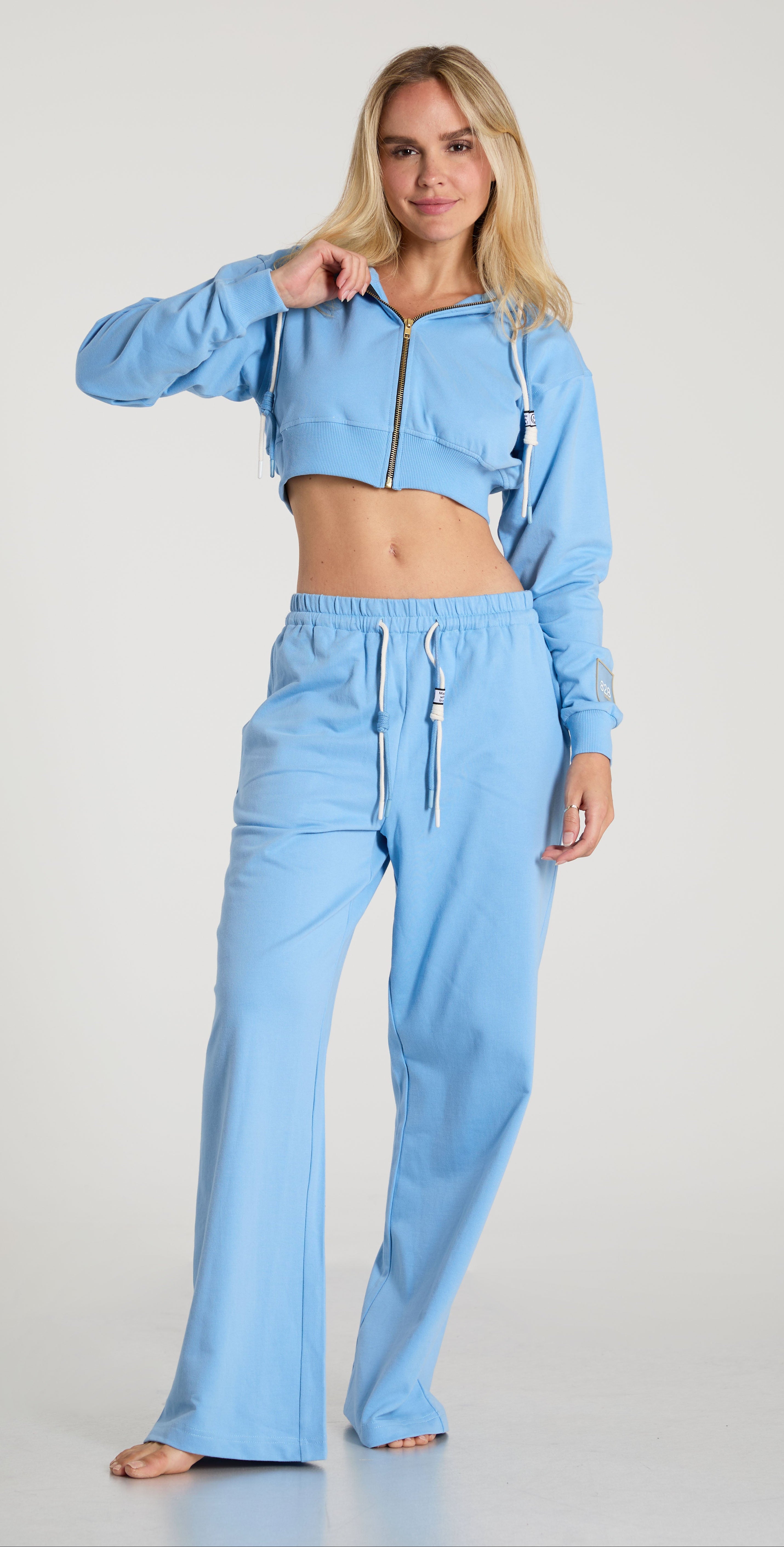 BARELINE- Powder Blue Cropped Hoodie