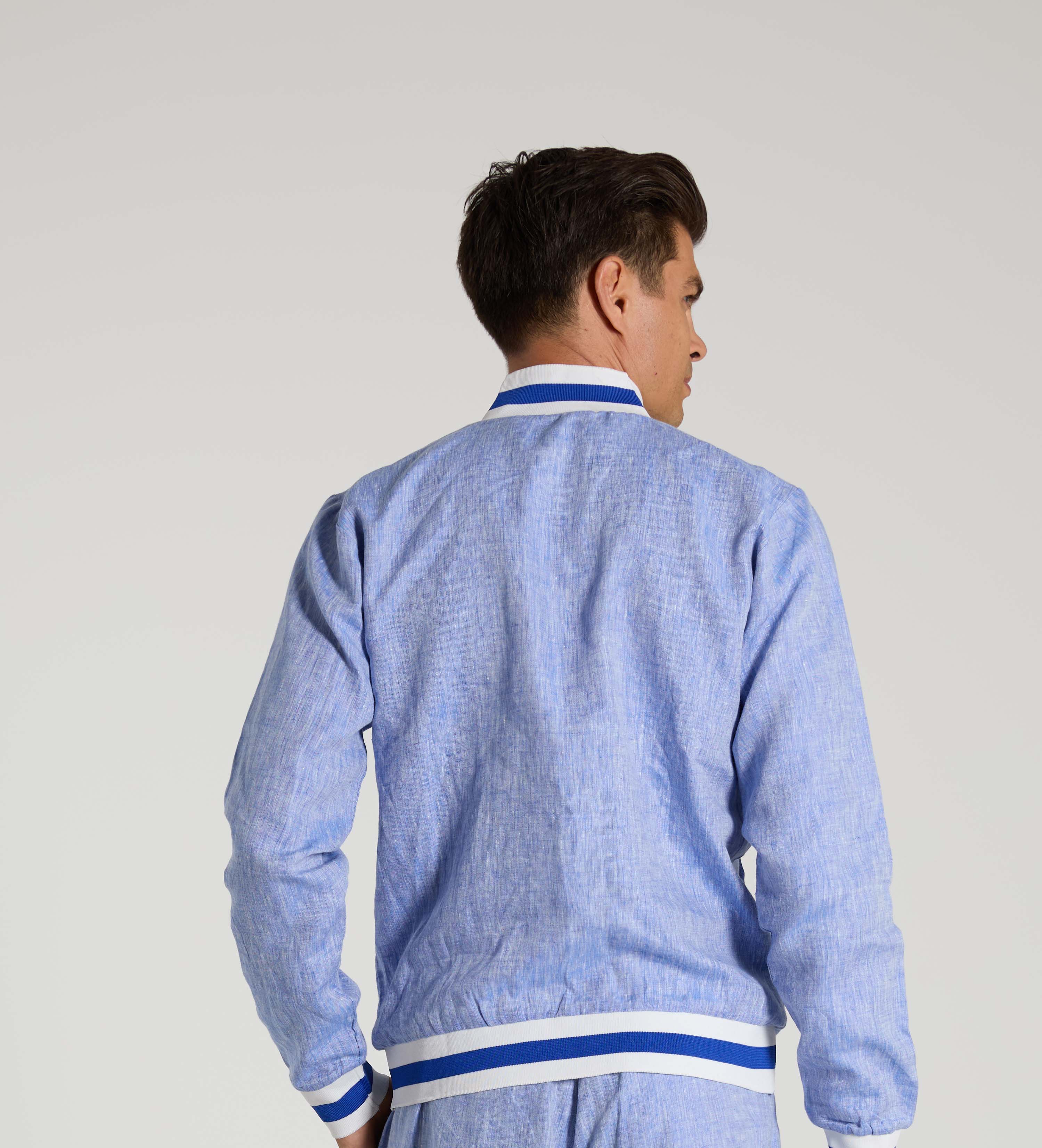 Mens Denim Blue Linen Jacket