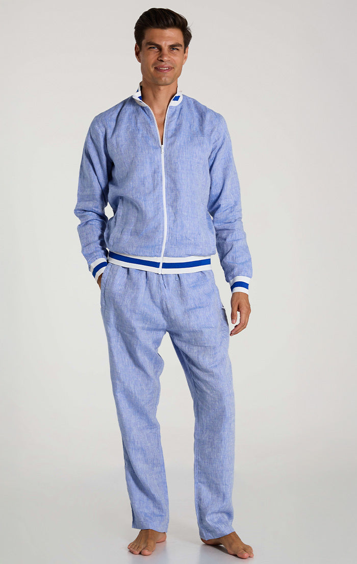 Mens Denim Blue Linen Jacket