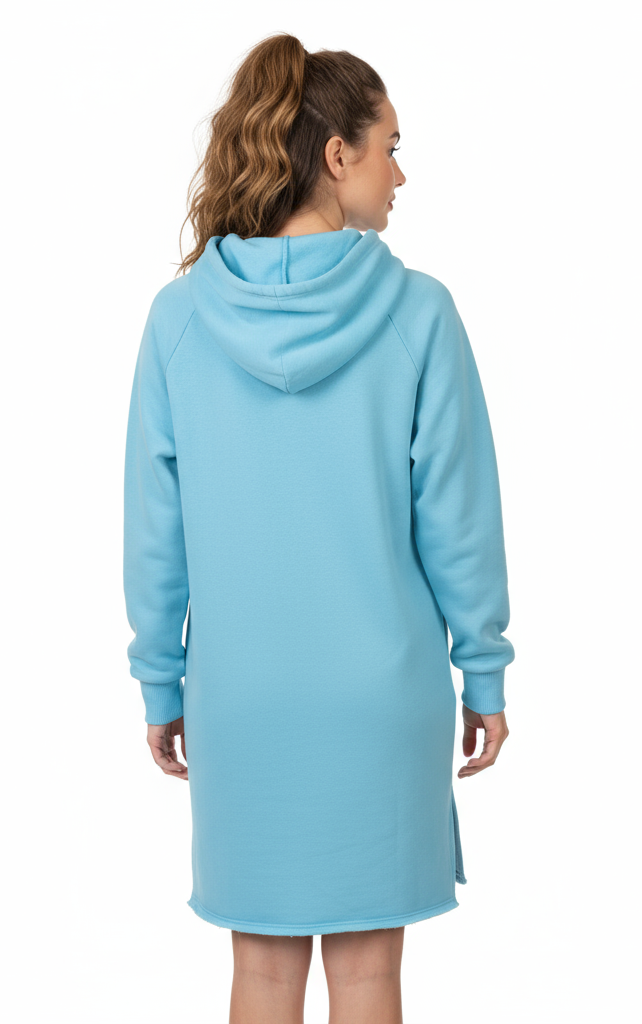 Cloud Hug Hoodie Dress-Aquamarine