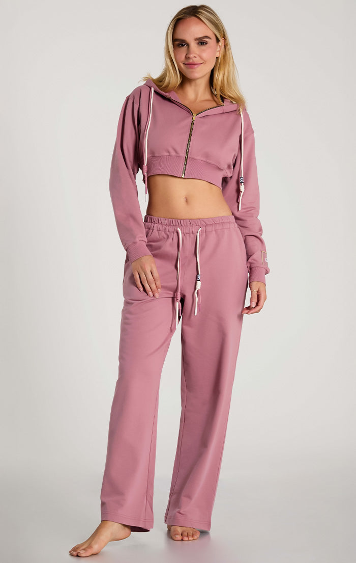 Dusty Rose Light French Terry Cropped Hoodie