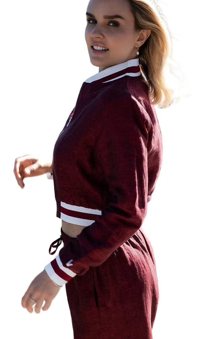 Luvra linen Jacket-Wine Seduction
