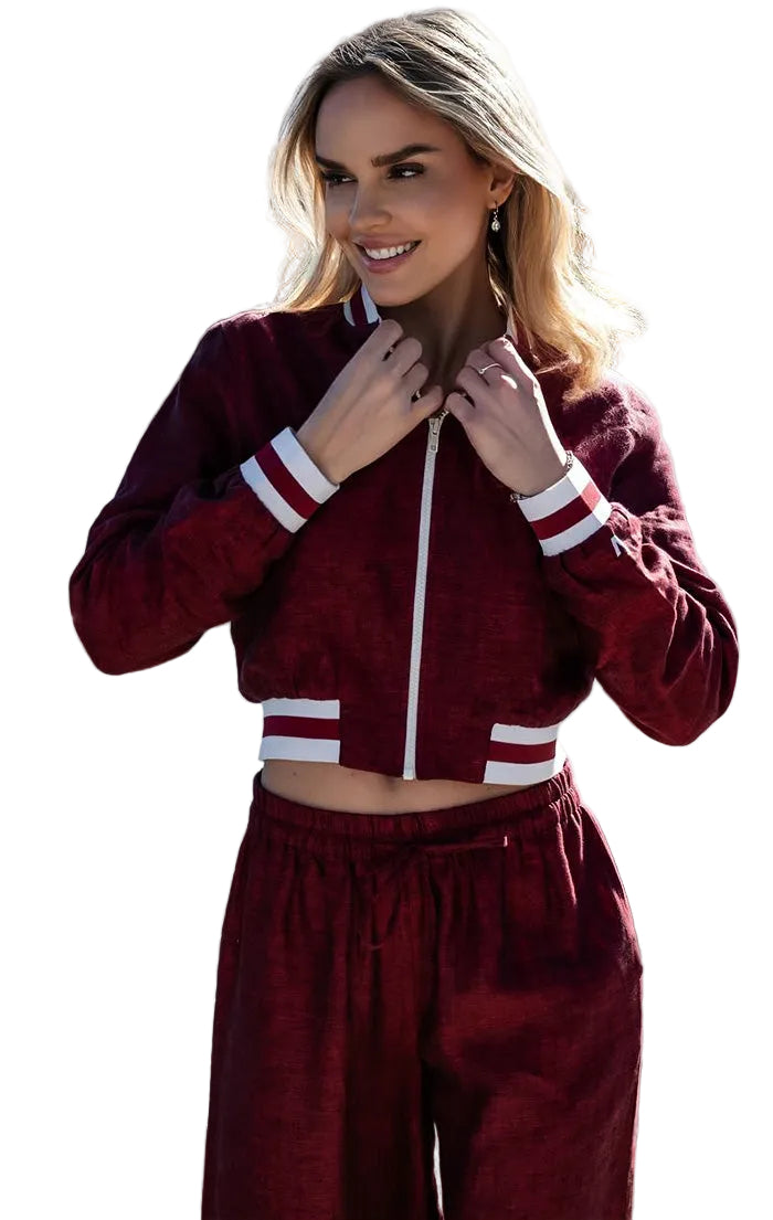 Luvra linen Jacket-Wine Seduction