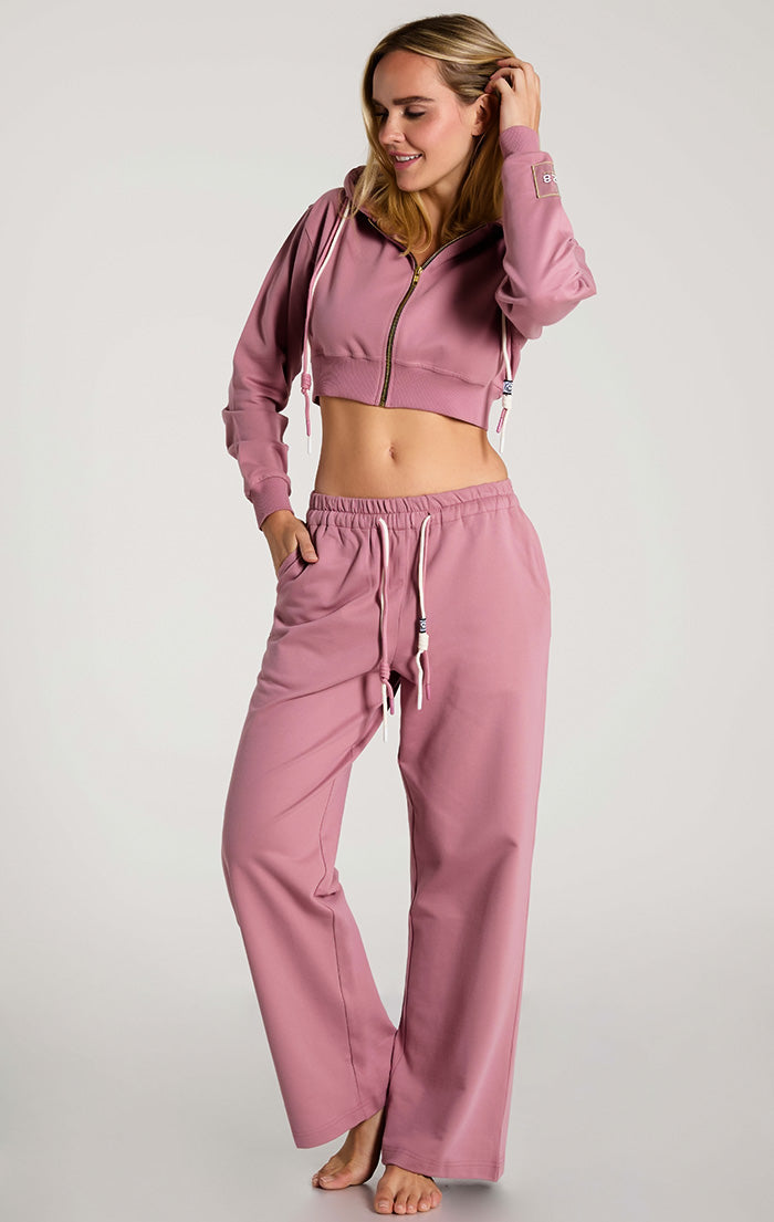 Dusty Rose Lightest French Terry Wide Pants - Women