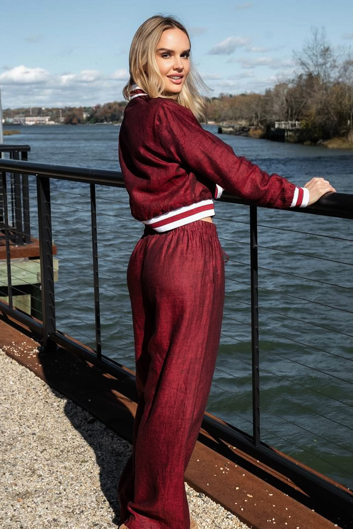 Luvra linen Pant- Wine Seduction