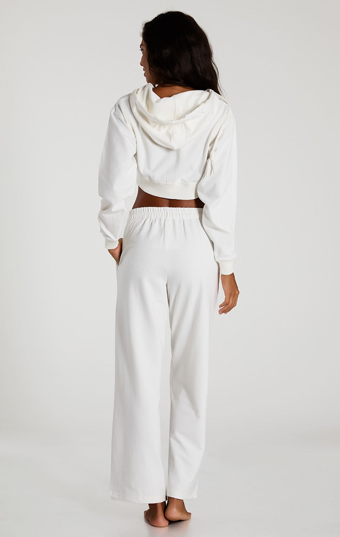 White Lightest French Terry Wide Pants