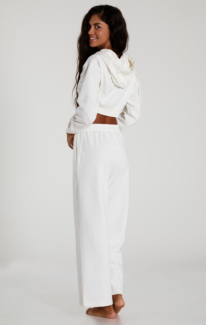 White Lightest French Terry Wide Pants
