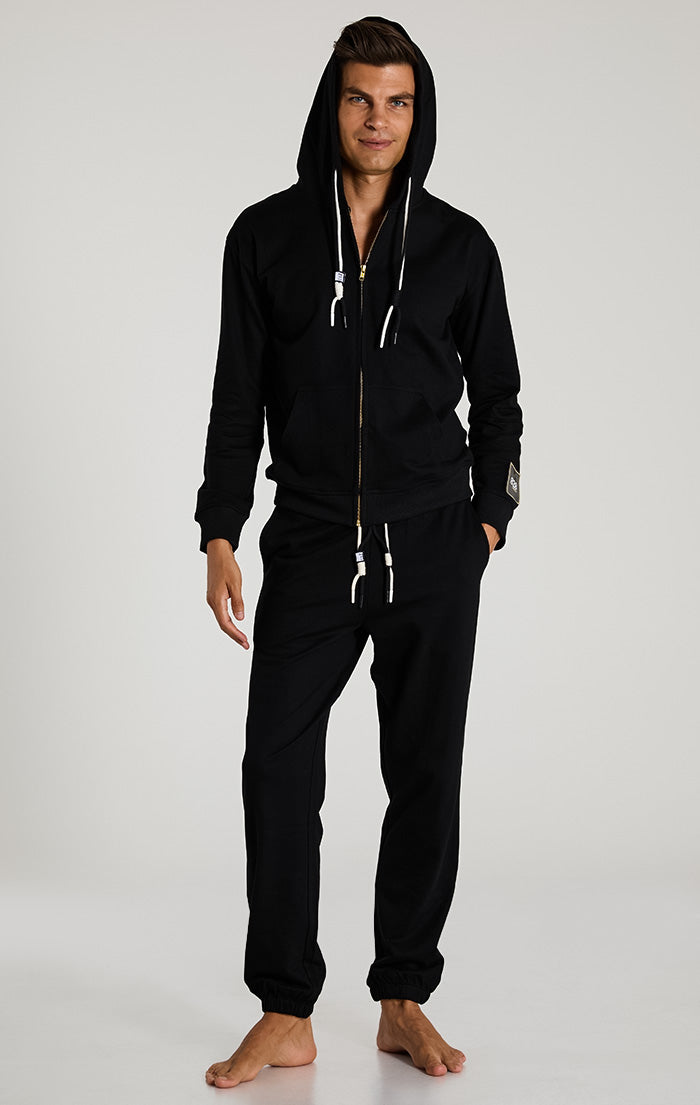 Black Light French Terry Drawstring Pants - Men