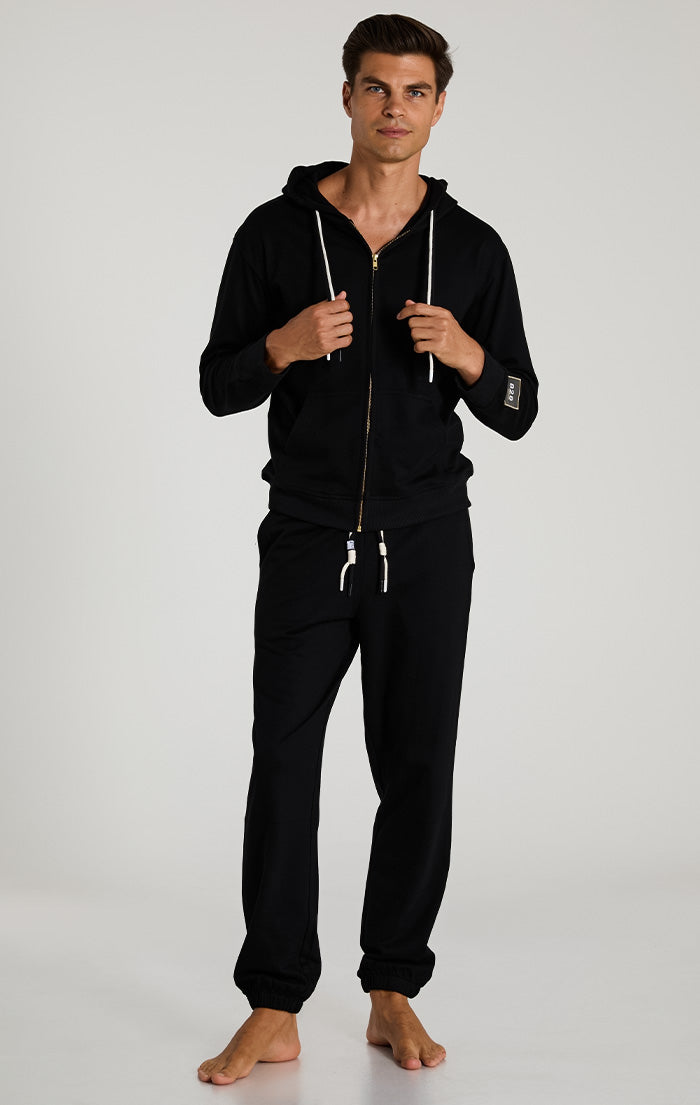 Black Light French Terry Drawstring Pants - Men