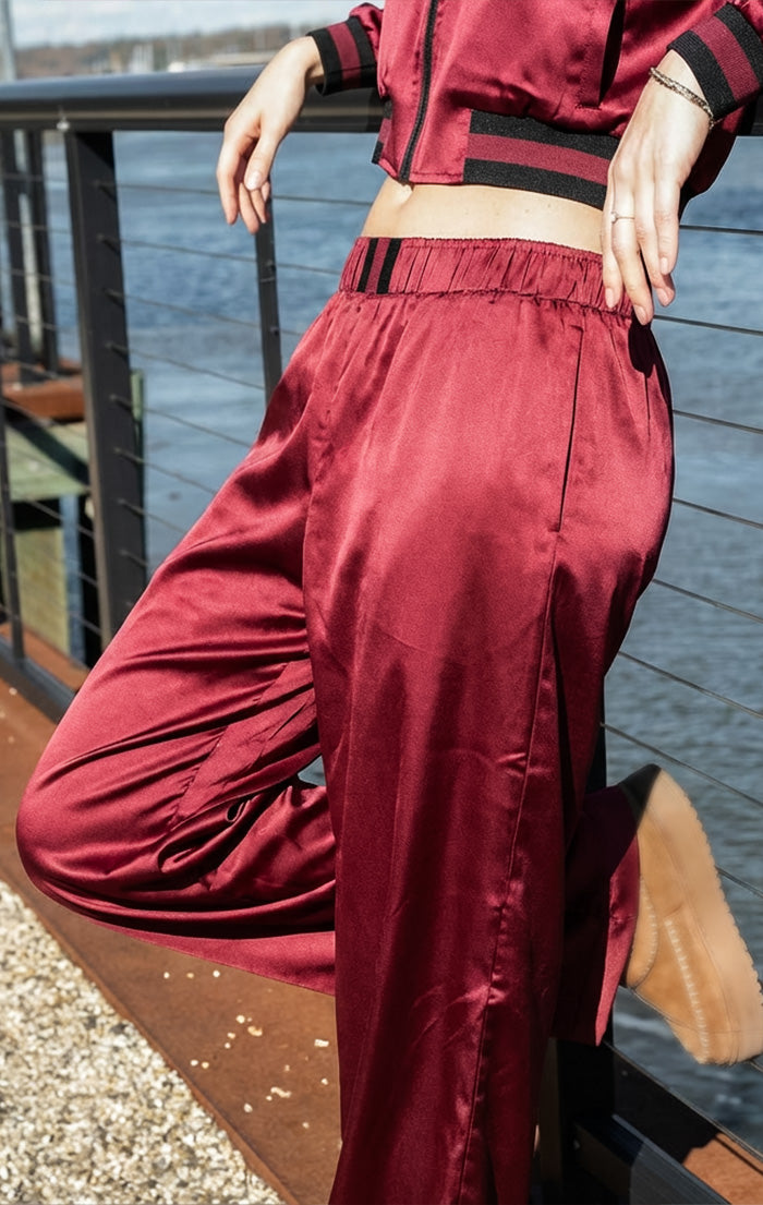 Flash Deep Wine Red Wide Pant