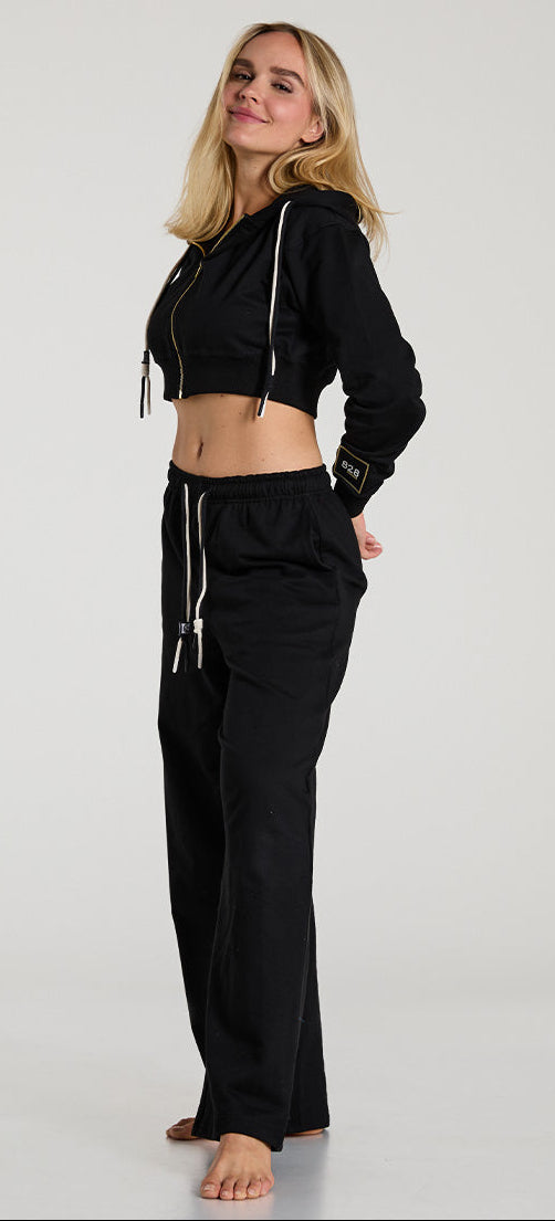 BARELINE- Black Cropped Hoodie