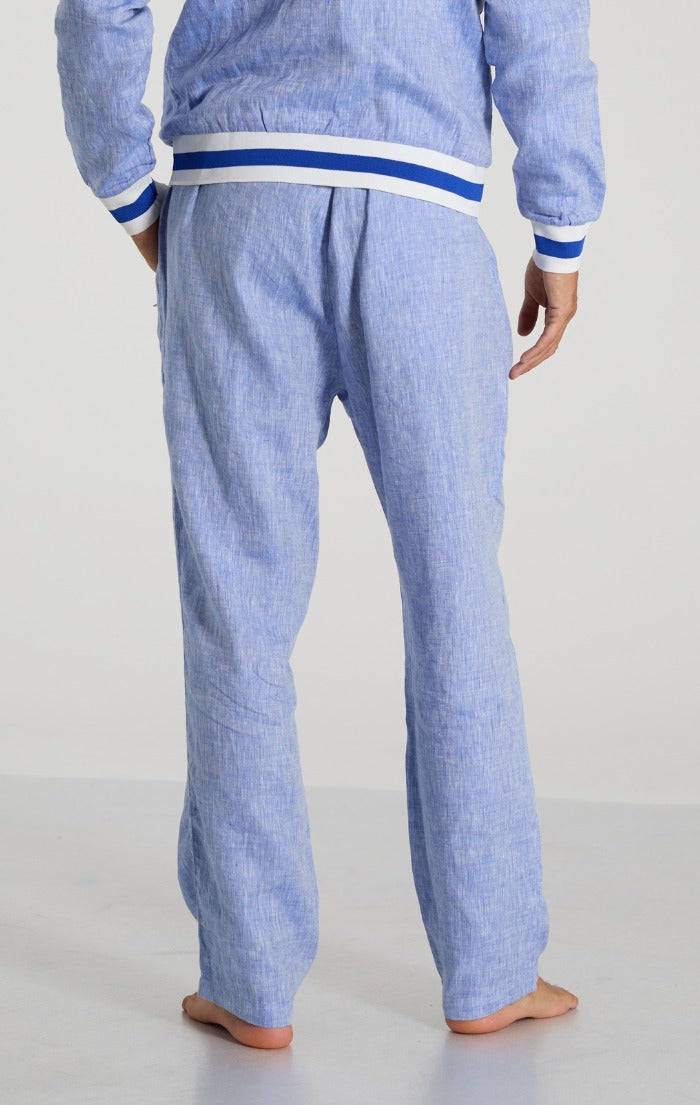 Mens Denim Blue Linen Pants