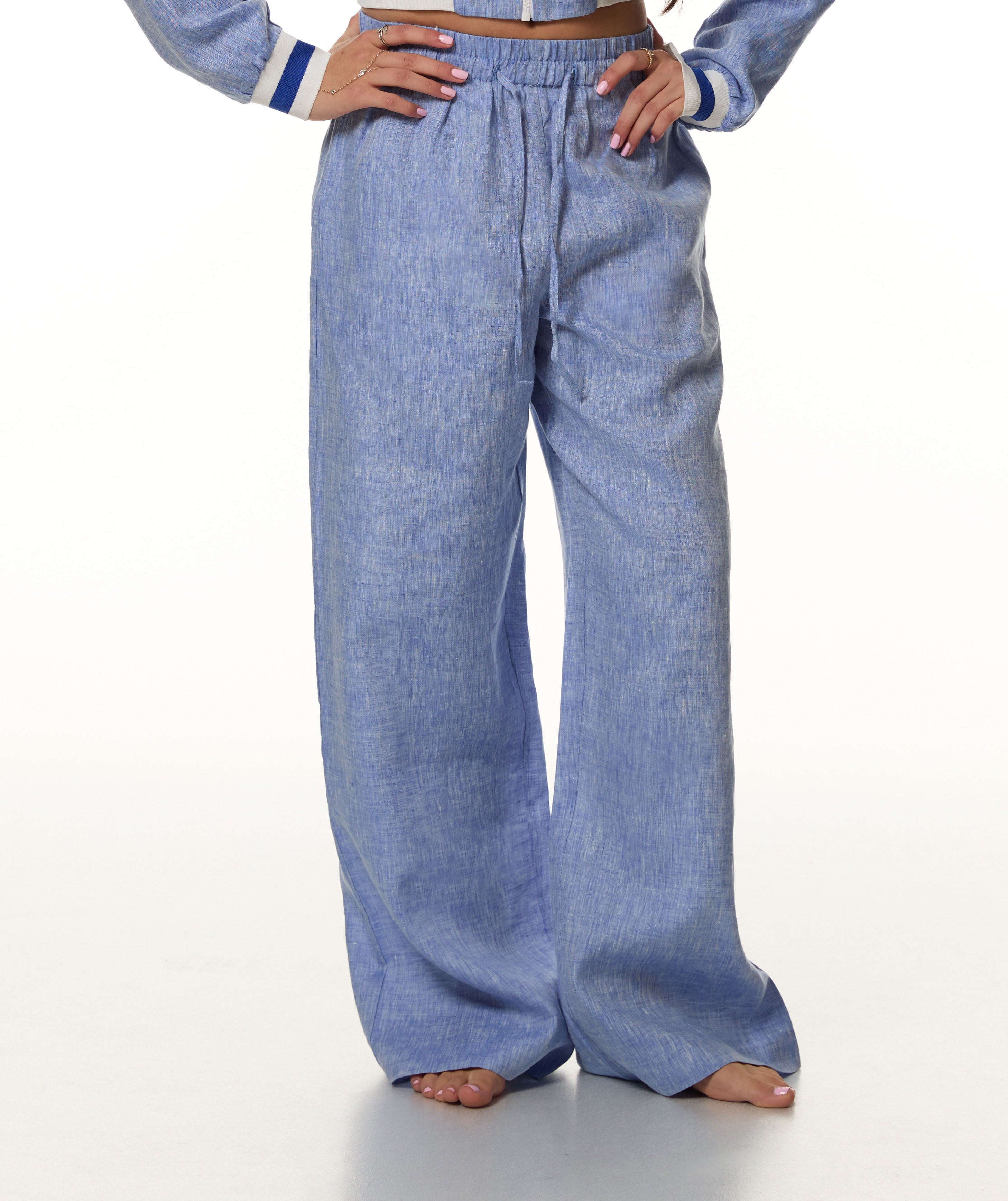 Denim Blue Wide Linen Pant