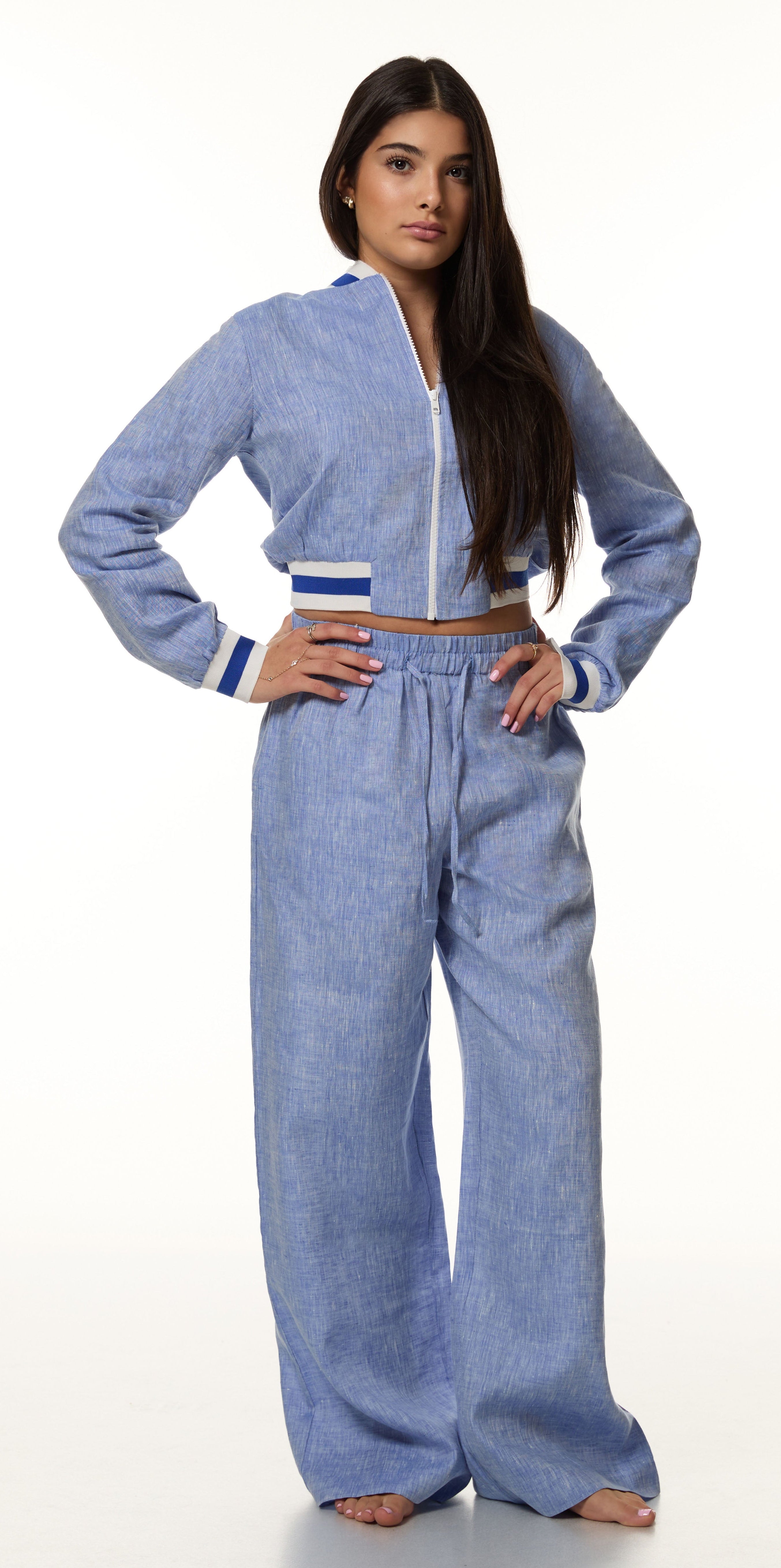 Luvra linen Jacket- Denim Blue