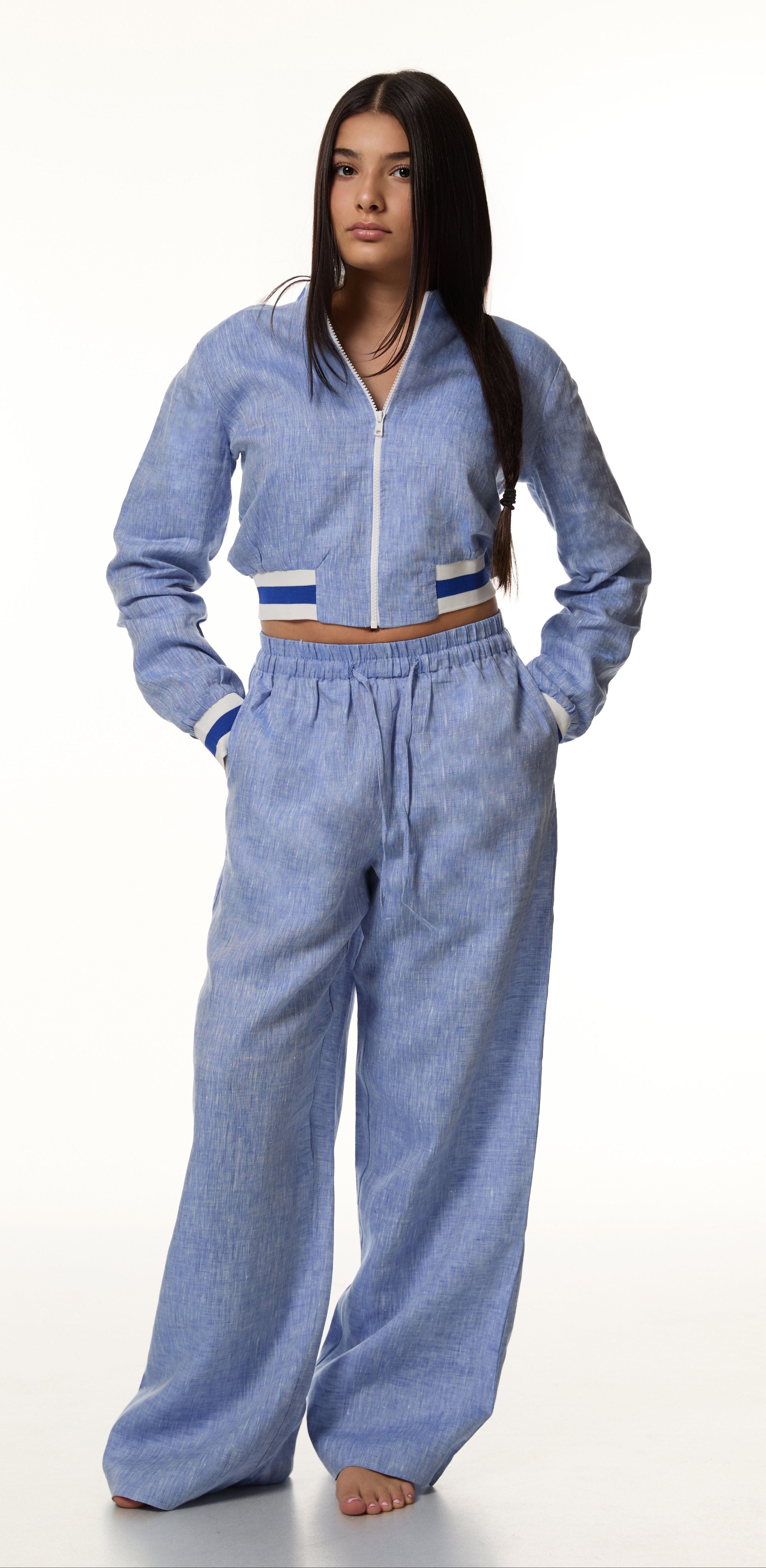 Luvra linen Jacket- Denim Blue