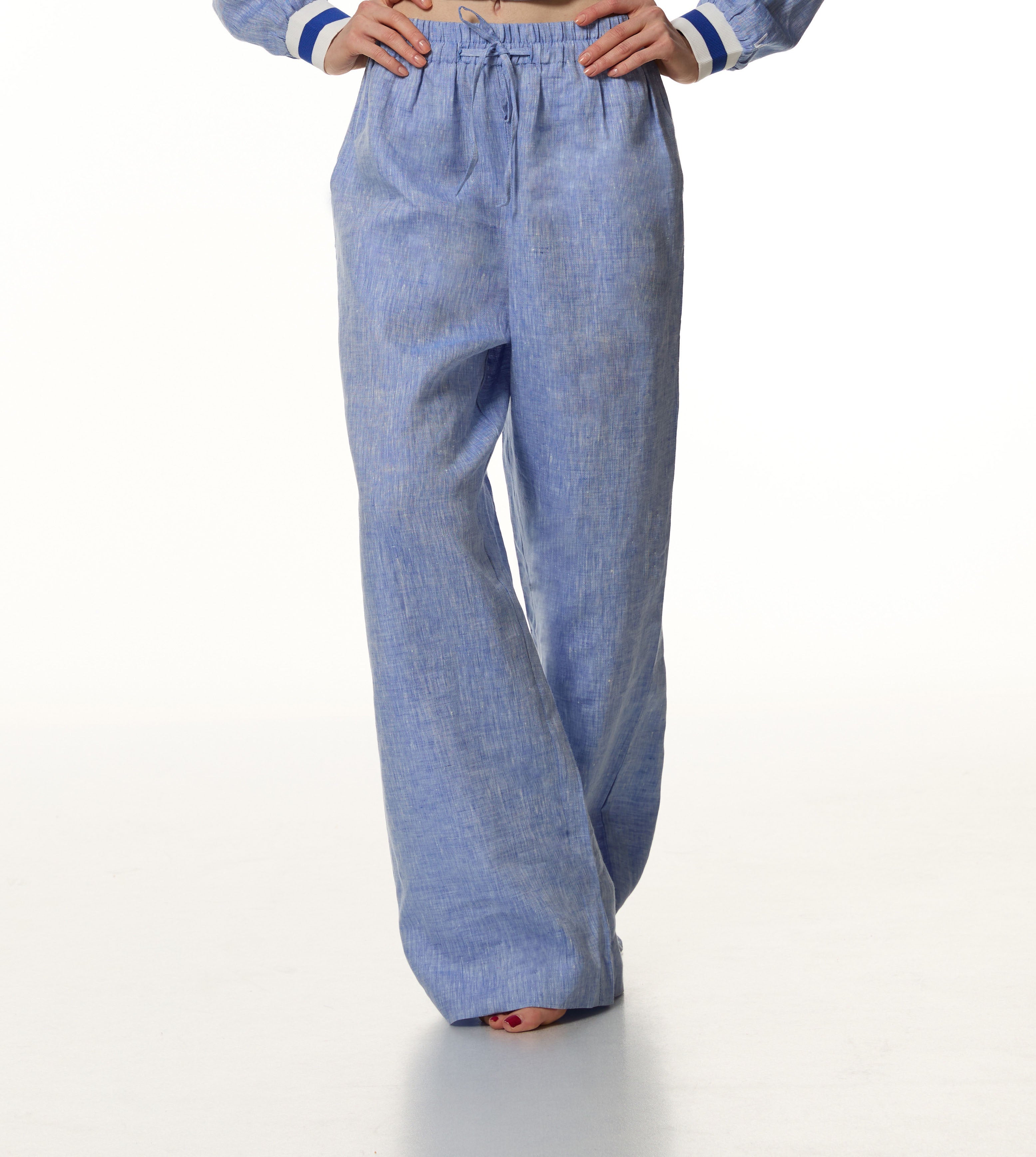 Denim Blue Wide Linen Pant