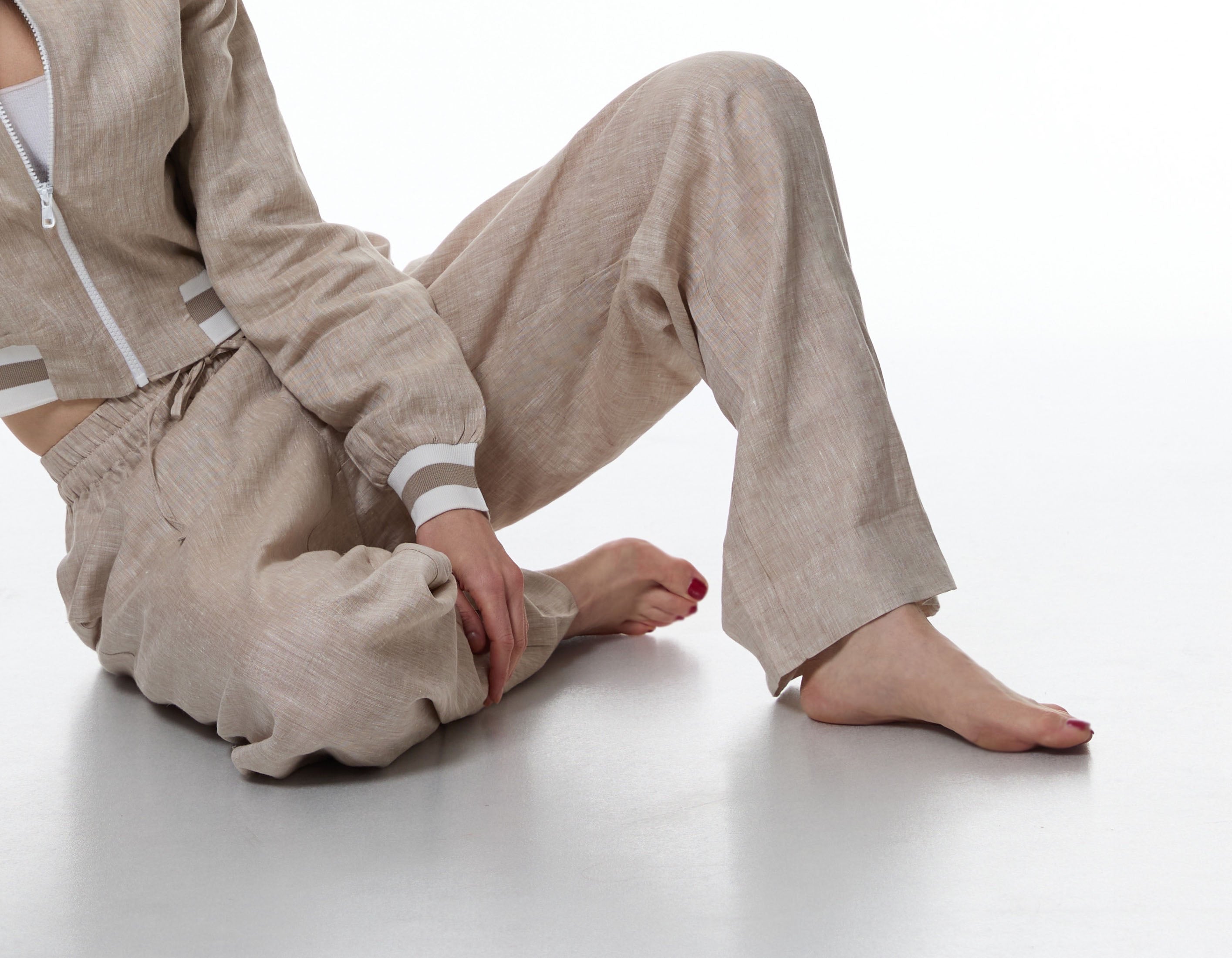 Sandy Beige Wide linen Pant