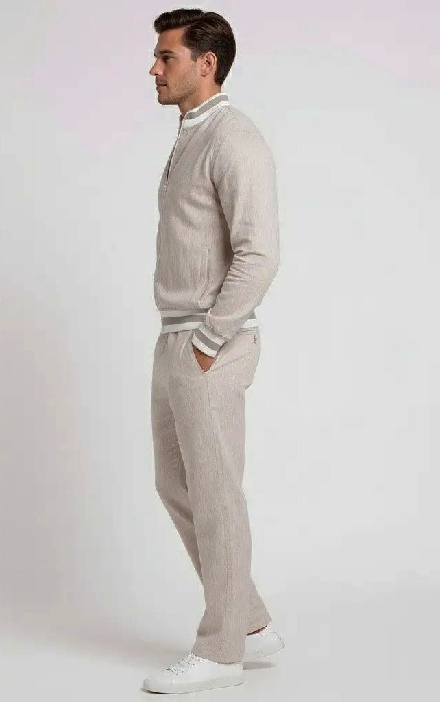 Mens Biege Linen Pant
