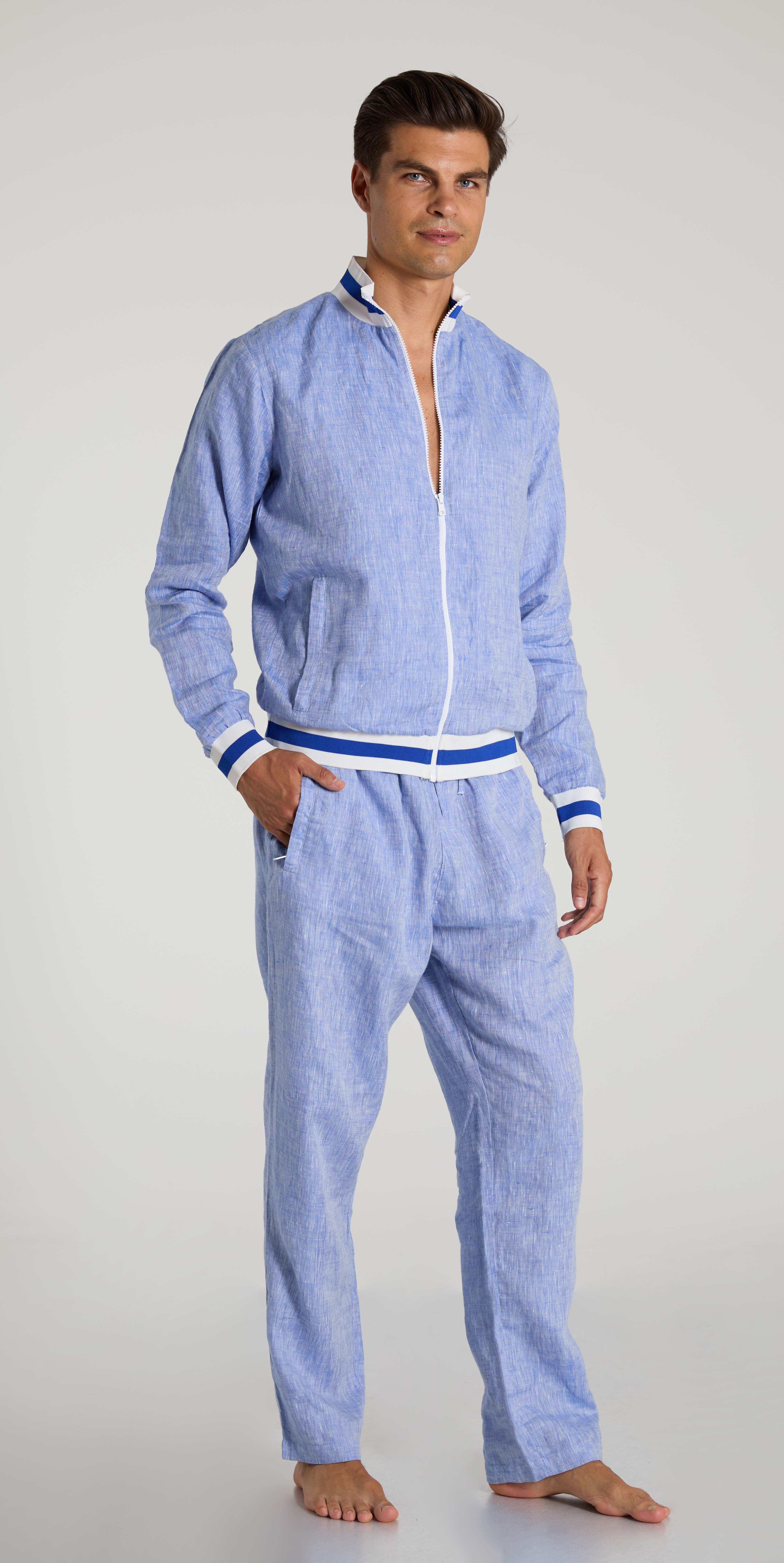 Mens Denim Blue Linen Jacket