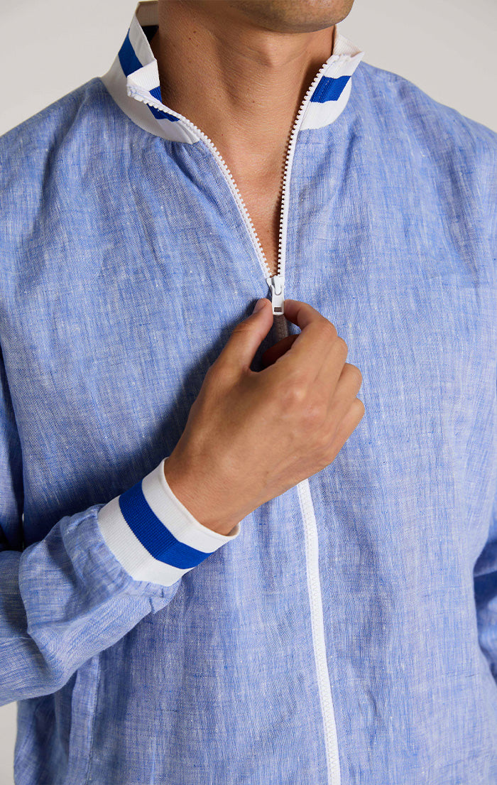 Mens Denim Blue Linen Jacket