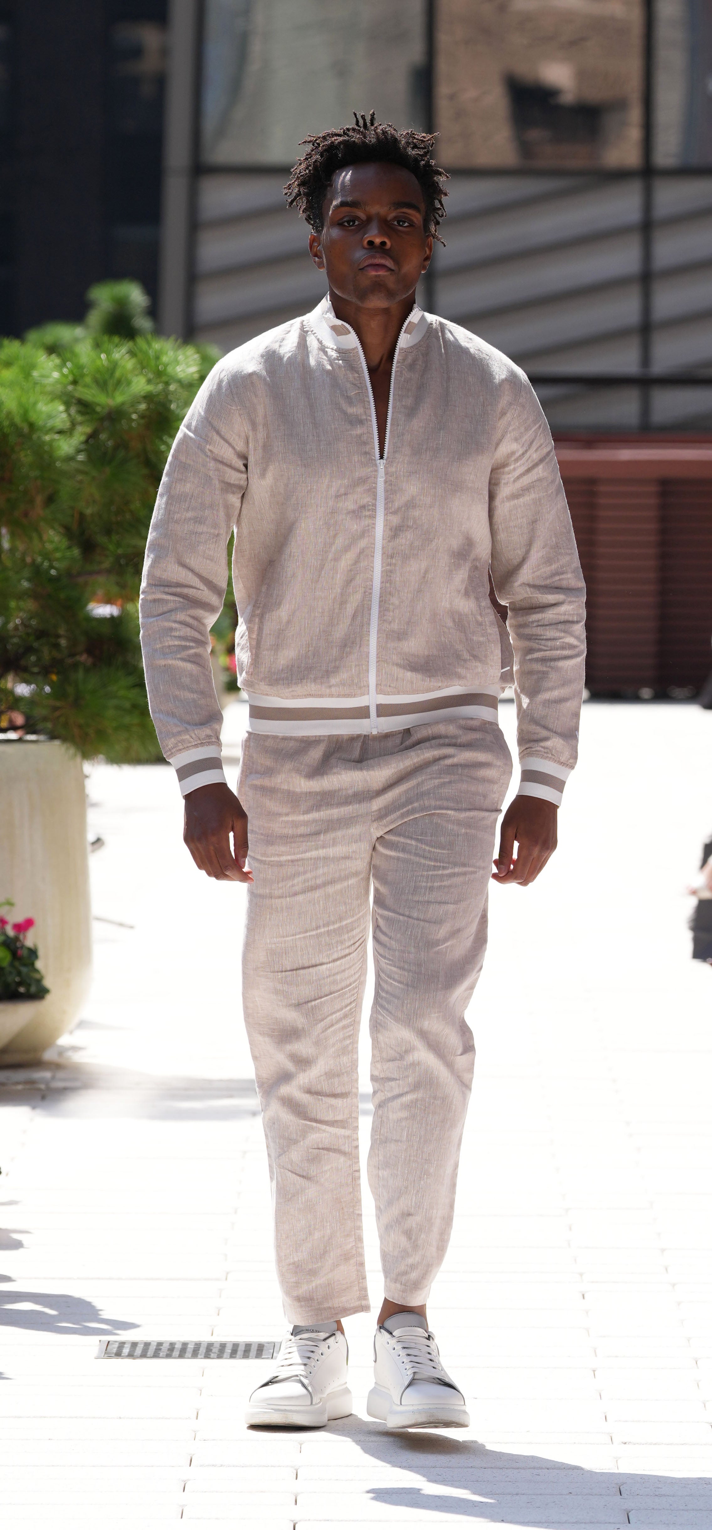 Mens Biege Linen Pant
