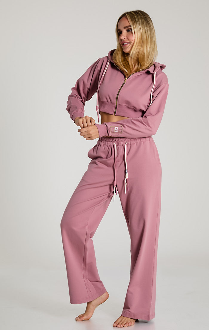 Dusty Rose Light French Terry Cropped Hoodie