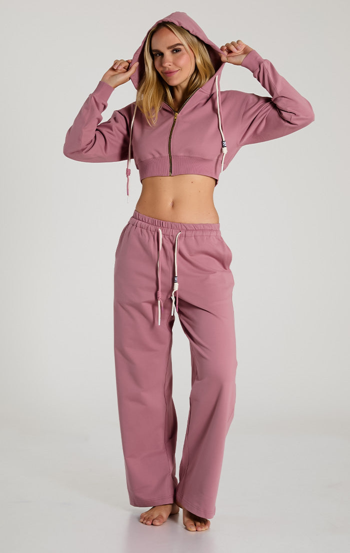 Dusty Rose Light French Terry Cropped Hoodie