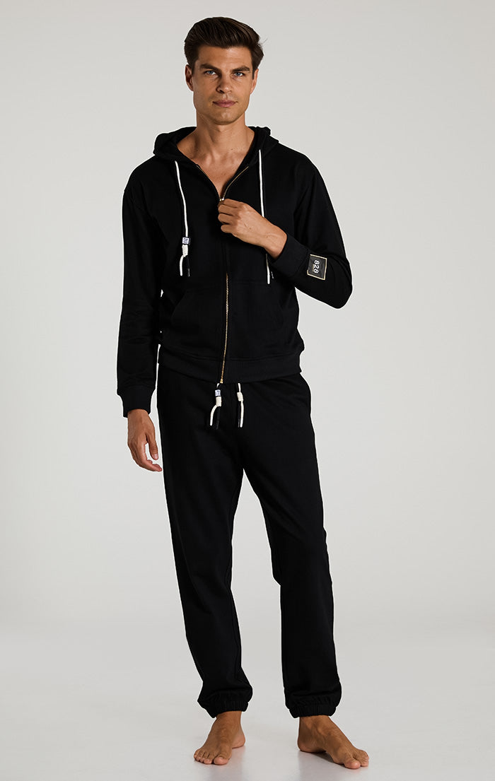 Black Light French Terry Drawstring Pants - Men