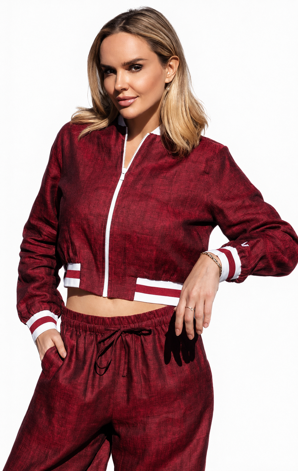 Luvra linen Jacket-Wine Seduction