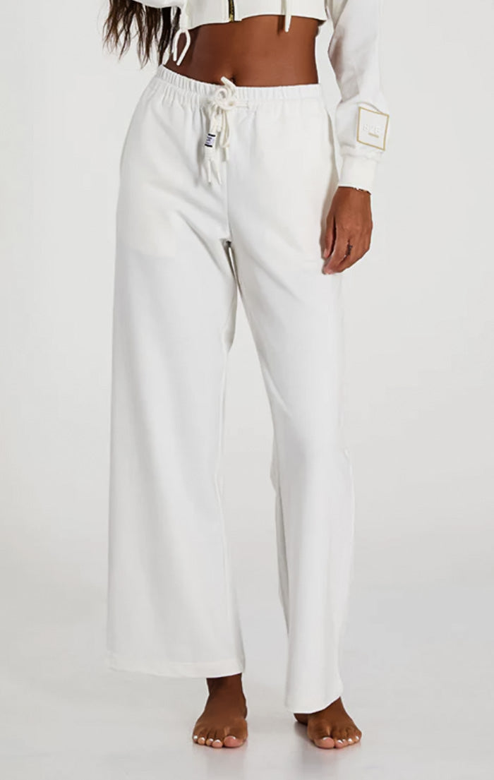White Lightest French Terry Wide Pants
