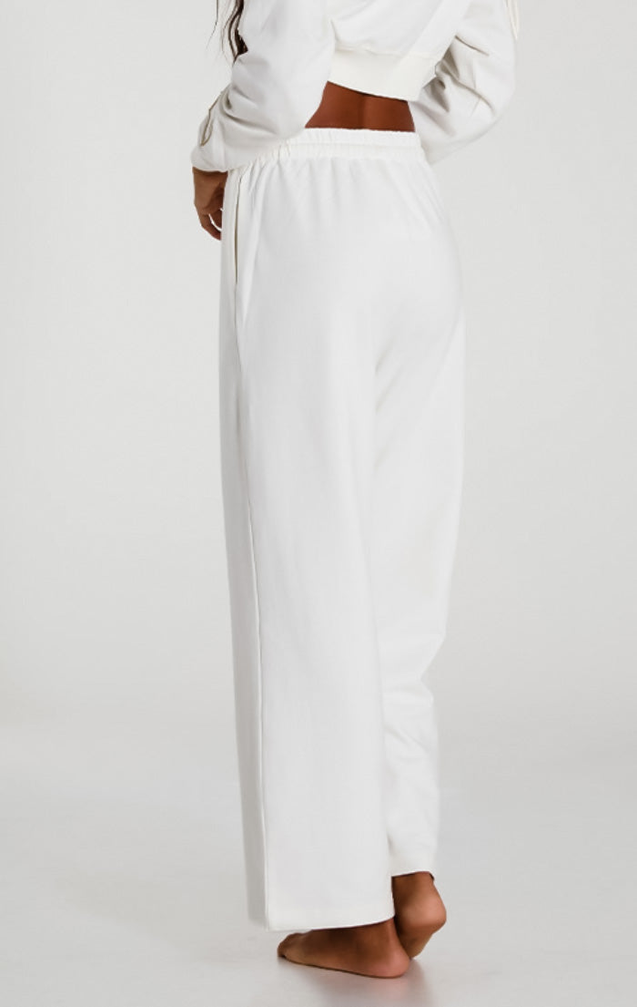 White Lightest French Terry Wide Pants