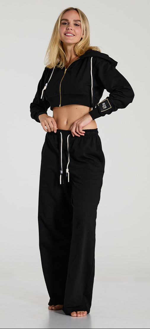 BARELINE- Black Cropped Hoodie