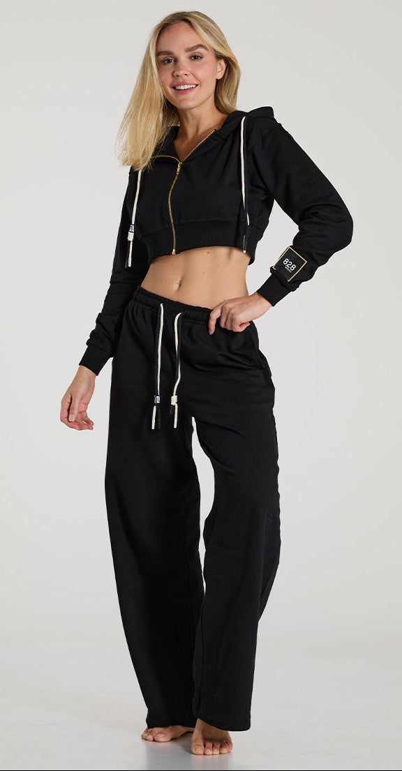 BARELINE- Black Cropped Hoodie
