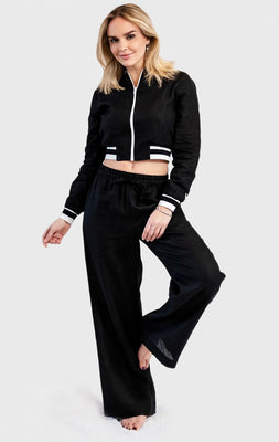 Deep Black & White Linen Set