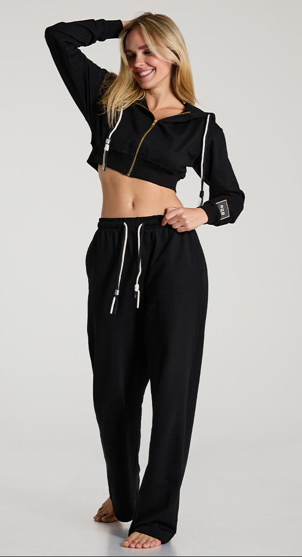 BARELINE- Black Cropped Hoodie