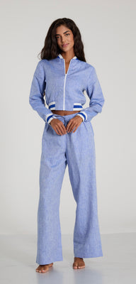 Luvra linen Jacket- Denim Blue