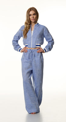 Denim Blue Linen Jacket - Women