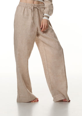 Sandy Beige Wide linen Pant