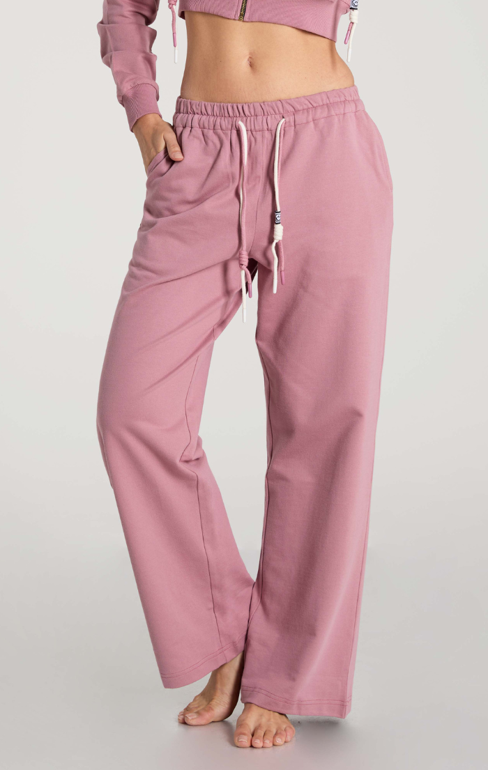 Dusty Rose Lightest French Terry Wide Pants - Women
