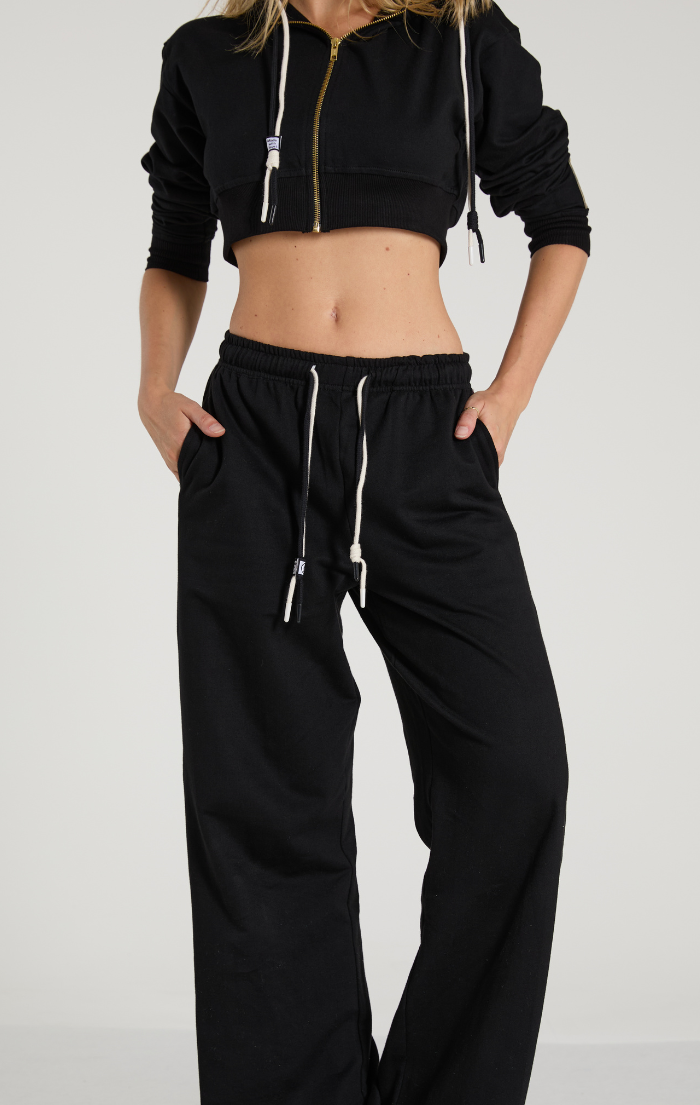 Black Light French Terry Wide Pants - Women