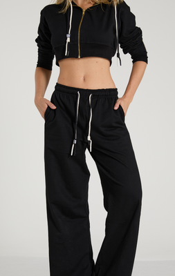 Black Light French Terry Wide Pants - Women
