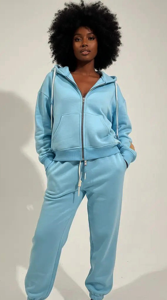 Cloud Hug Hoodie Set-Aquamarine